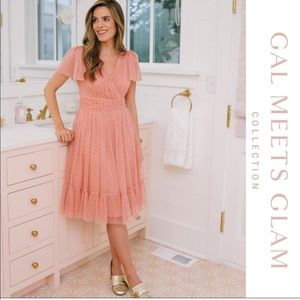 Reserved - Gal Meets Glam Zelda blush polka dot ruffle dress